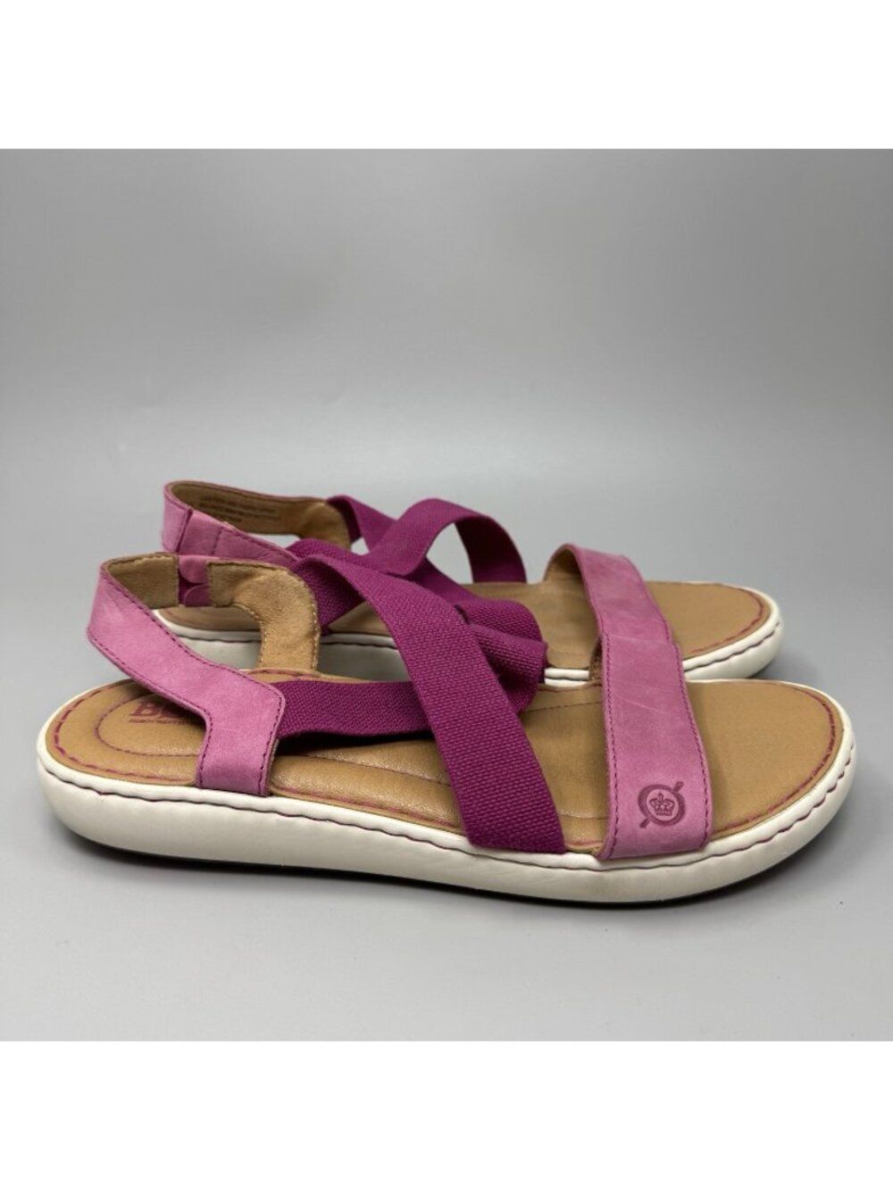 Born Sandals Women's 9M Purple Leather Stretch Slingback Strappy Jayla Comfort